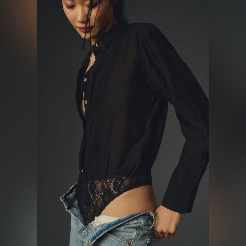Pilcro Buttondown Blouse Bodysuit